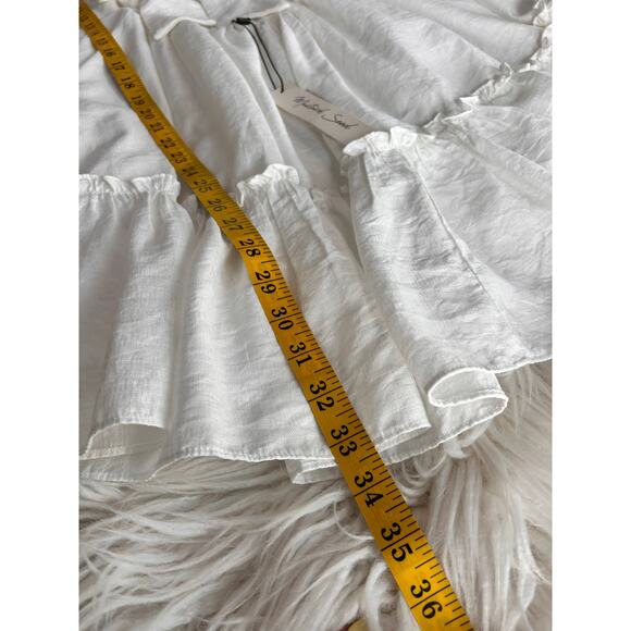 NWT Mustard‎ Seed Women's Lace Trimmed Tie Back Dress Summer White Size Large - Picture 12 of 12